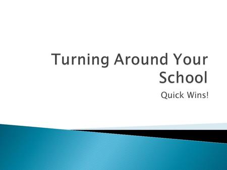 Quick Wins!.  Failed to make AYP 6 consecutive years~ resulting in Tier 4 status.  Lead Instructional Administrator placed over school in November 2007.