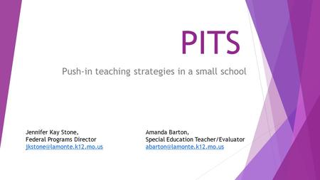 Push-in teaching strategies in a small school