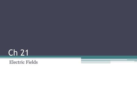 Ch 21 Electric Fields. Evidence of Electric Fields Sailors in the time of Columbus would occasionally witness the ends of their masts glowing. It would.