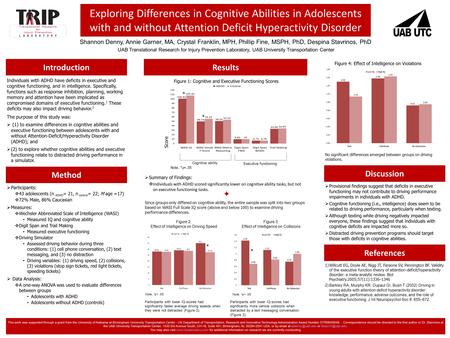 Shannon Denny, Annie Garner, MA, Crystal Franklin, MPH, Phillip Fine, MSPH, PhD, Despina Stavrinos, PhD UAB Translational Research for Injury Prevention.