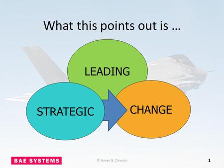 What this points out is … 1 LEADING CHANGE © James G. Clawson STRATEGIC.