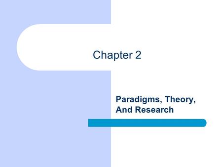 Chapter 2 Paradigms, Theory, And Research. Chapter Outline Some Social Science Paradigms Elements of Social Theory Two Logical Systems Revisited Deductive.