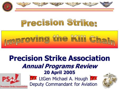 Precision Strike Association Annual Programs Review 20 April 2005 LtGen Michael A. Hough Deputy Commandant for Aviation.