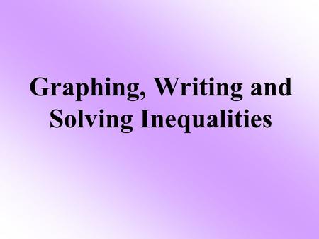 Graphing, Writing and Solving Inequalities. 1.graph inequalities on a number line. 2.solve inequalities using addition and subtraction. Objective The.