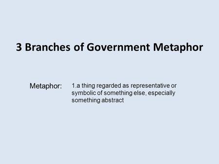 3 Branches of Government Metaphor