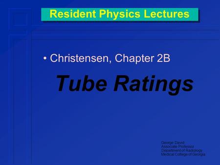 Resident Physics Lectures