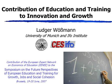 Contribution of Education and Training to Innovation and Growth