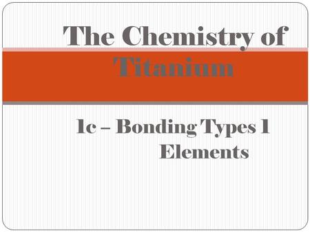 The Chemistry of Titanium