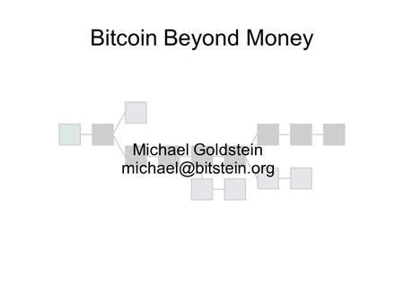 Bitcoin Beyond Money Michael Goldstein