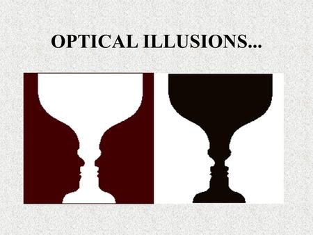 OPTICAL ILLUSIONS.... OPTICAL ILLUSION 1 This is the Bunny/Duck illusion. At first glance, what do you see? Now give it some time, but do not focus on.