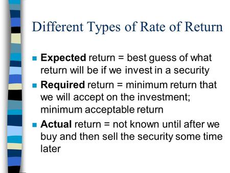 Different Types of Rate of Return