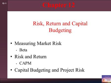 Risk, Return and Capital Budgeting