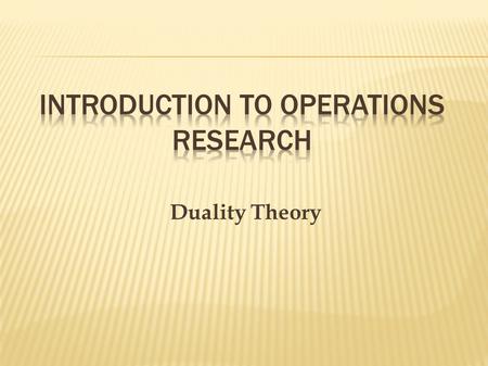 Introduction to Operations Research