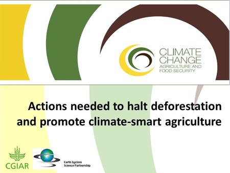 Actions needed to halt deforestation and promote climate-smart agriculture.