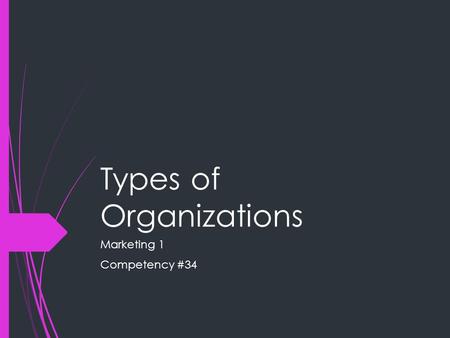 Types of Organizations Marketing 1 Competency #34.