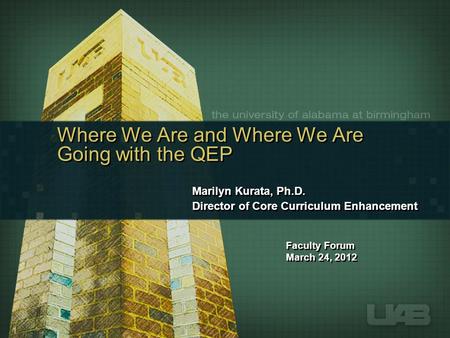 Marilyn Kurata, Ph.D. Director of Core Curriculum Enhancement Marilyn Kurata, Ph.D. Director of Core Curriculum Enhancement Faculty Forum March 24, 2012.