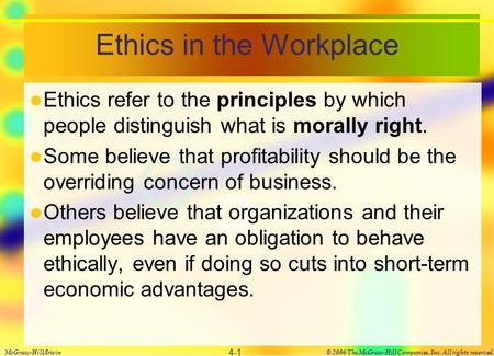 Ethics in the Workplace