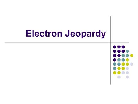 Electron Jeopardy. Admit Slip Identify the element with this electron configuration: 1s 2 2s 2 2p 6 3s 2 3p 6 4s 1 What element is this? How many total.