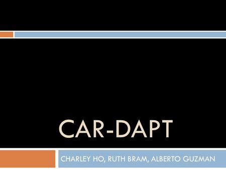 CAR-DAPT CHARLEY HO, RUTH BRAM, ALBERTO GUZMAN. The User Design Influence: Every car has an owner who uses it for specific purposes such as business,