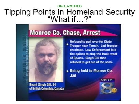 UNCLASSIFIED Tipping Points in Homeland Security “What if…?”