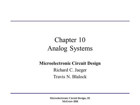 Chapter 10 Analog Systems