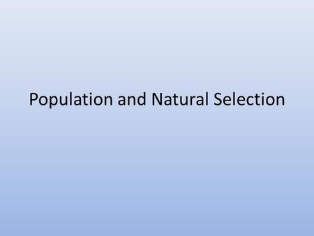 Population and Natural Selection. Food Chain.