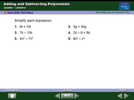 Adding and Subtracting Polynomials