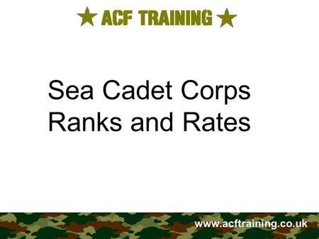 Sea Cadet Corps Ranks and Rates