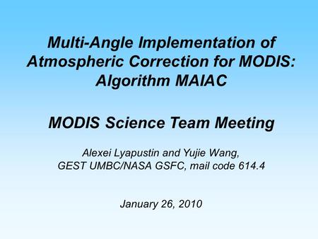 MODIS Science Team Meeting