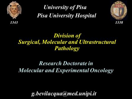 Division of Surgical, Molecular and Ultrastructural Pathology University of Pisa Pisa University Hospital Research Doctorate.