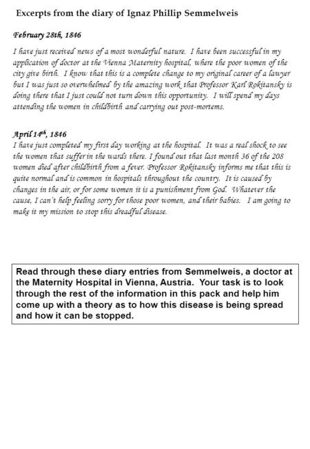 February 28th, 1846 I have just received news of a most wonderful nature. I have been successful in my application of doctor at the Vienna Maternity hospital,