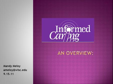 Mandy Meloy 9.15.11.  A portal for Wisconsin health professionals.  This site was designed to serve those working in  Local health.