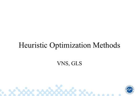 Heuristic Optimization Methods