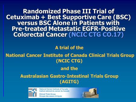 A trial of the National Cancer Institute of Canada Clinical Trials Group (NCIC CTG) and the Australasian Gastro-Intestinal Trials Group (AGITG) Randomized.