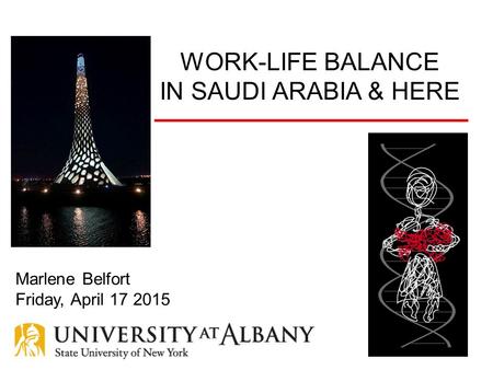 WORK-LIFE BALANCE IN SAUDI ARABIA & HERE Marlene Belfort Friday, April 17 2015.