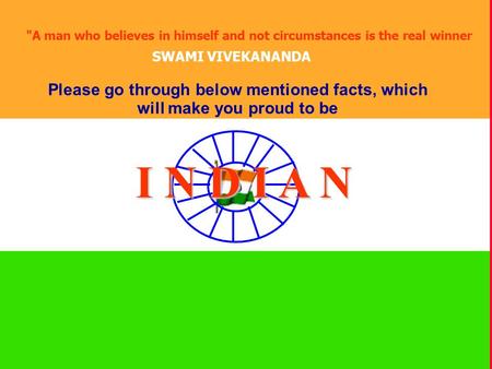 A man who believes in himself and not circumstances is the real winner SWAMI VIVEKANANDA Please go through below mentioned facts, which will make you.