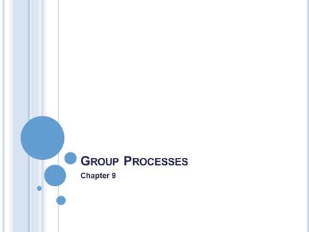 G ROUP P ROCESSES Chapter 9. G ROUP Two or more people who interact and are interdependent in that their needs and goals cause them to influence each.