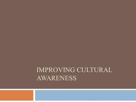 IMPROVING CULTURAL AWARENESS. Introduction  People of Latin American origin have to cope up with many opposing situations here. That is why it is necessary.