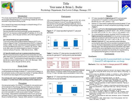 Introduction This study examined the efficacy of brief modules designed to encourage critical thinking (CT) in psychology classes as well as a semester-long.