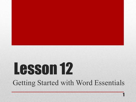 Getting Started with Word Essentials