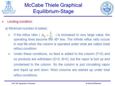 McCabe Thiele Graphical Equilibrium-Stage