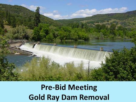 Gold Ray Dam Removal Today Review RFP process and dates Touch on contract / award issues Review a few key issues as you develop your proposals Provide.