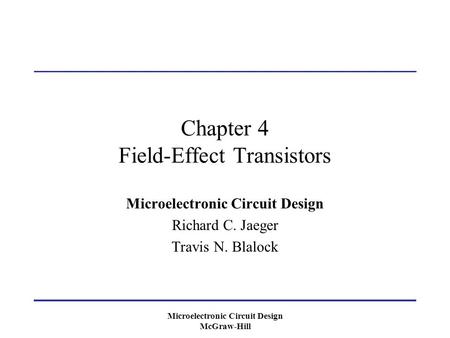 Chapter 4 Field-Effect Transistors