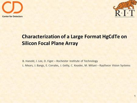 Characterization of a Large Format HgCdTe on Silicon Focal Plane Array