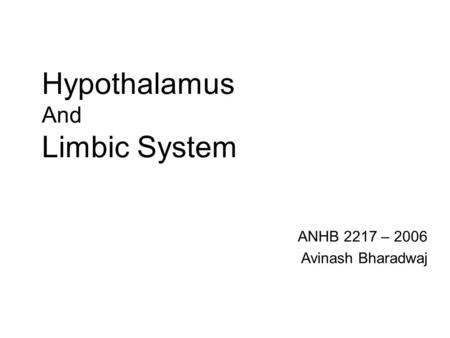 Hypothalamus And Limbic System