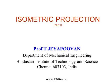 ISOMETRIC PROJECTION Part II