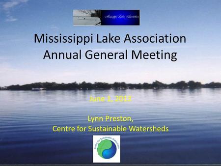 Mississippi Lake Association Annual General Meeting June 1, 2013 Lynn Preston, Centre for Sustainable Watersheds.