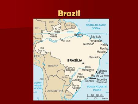 Brazil. Demographics Slightly smaller than the US in land area. Slightly smaller than the US in land area. Climate is mostly tropical, but temperate in.