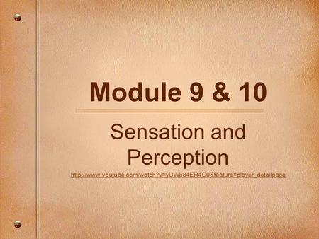 Module 9 & 10 Sensation and Perception