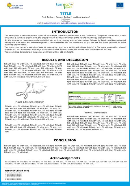 TEN ECOPORT 2nd INTERNATIONAL CONFERENCE on “Sustainable development of the sea-corridors and coastal waters” 16 September 2014, Riviera Holiday Club -